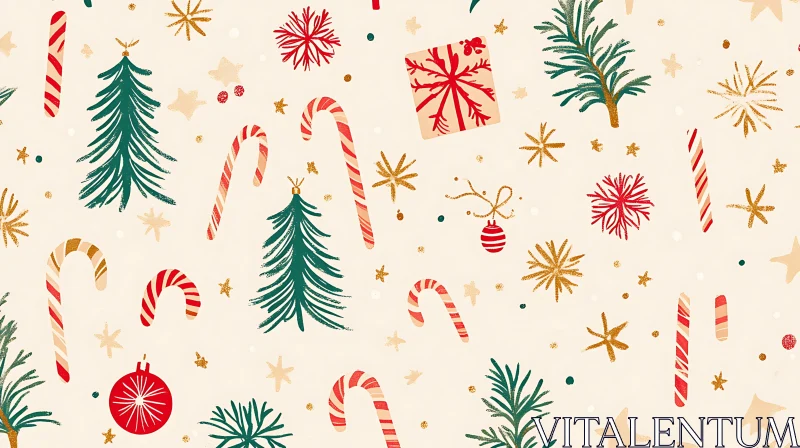 AI ART Holiday Cheer: Candy Canes and Christmas Trees Pattern