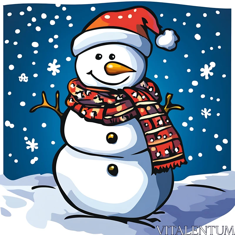 Festive Snowman in Winter Wonderland AI Image