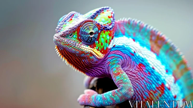 Close-up Chameleon with Colorful Scales | Wildlife Photography AI Image