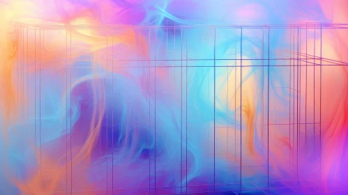 Colorful Abstract Painting with Dreamy Swirls