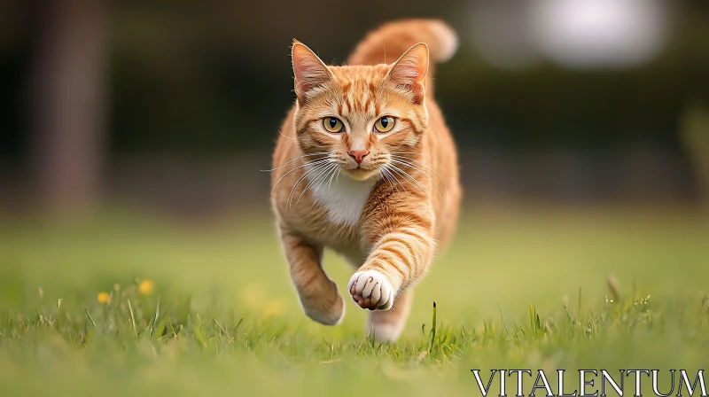 Focused Orange Cat in Motion AI Image