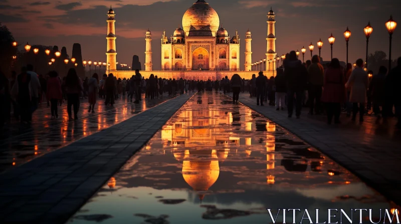 AI ART Taj Mahal Night View - Majestic White Marble Mausoleum in Agra