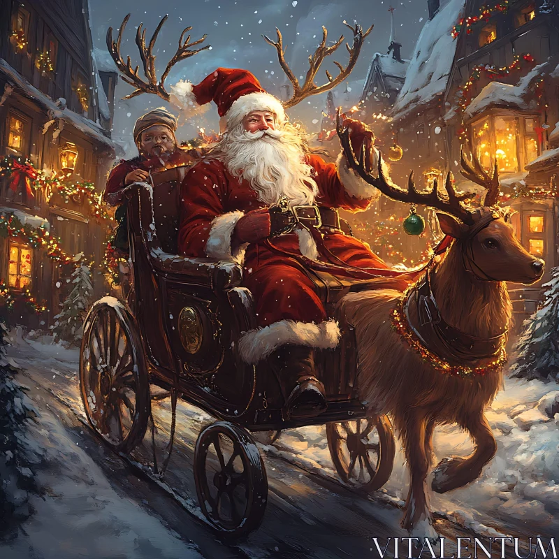 Santa's Enchanted Christmas Eve Ride AI Image