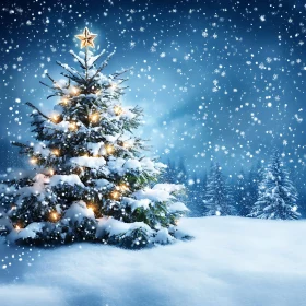 Magical Winter Wonderland with Christmas Tree
