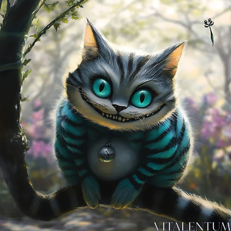 Enigmatic Smiling Cat in Forest