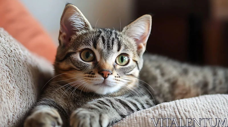 Relaxed Tabby Kitten with Green Eyes