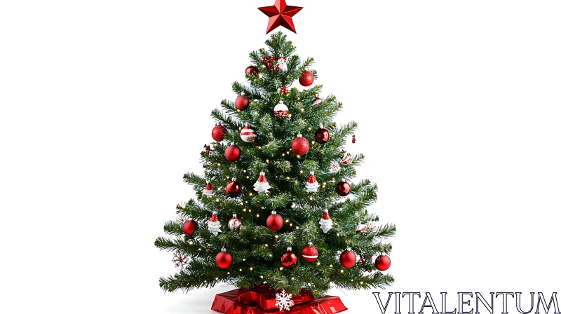 Holiday Spirit: Red and White Christmas Tree