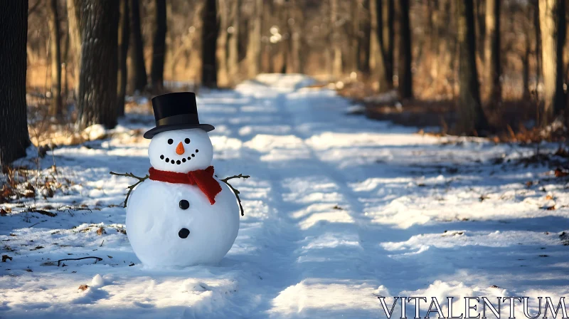 Winter Charm: A Snowman in the Woods