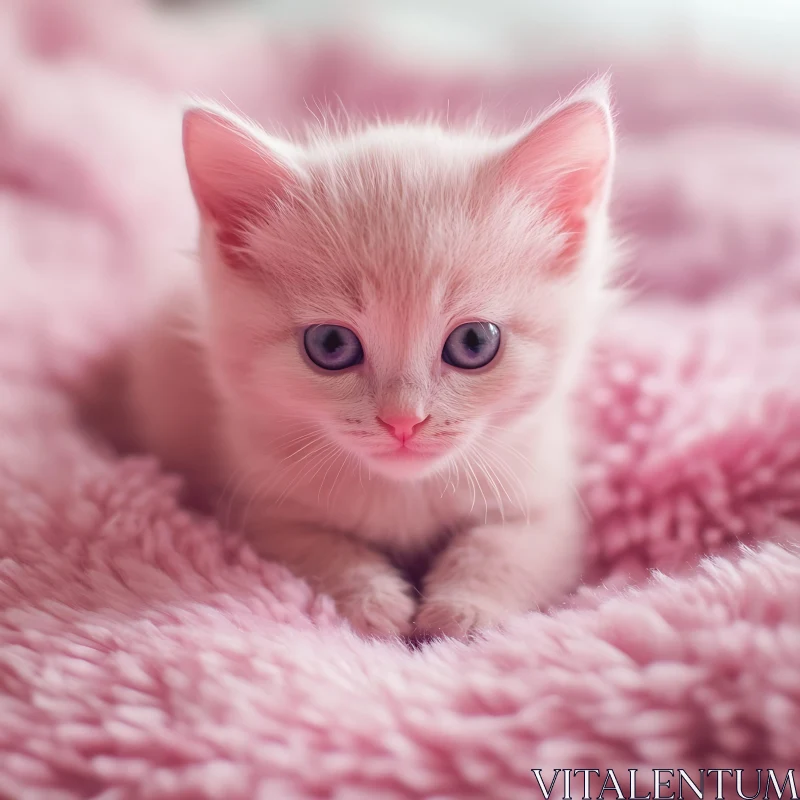 Charming Kitten Nestled in Pink Softness