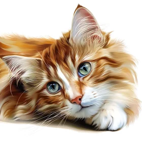 Ginger and White Cat with Blue-Green Eyes