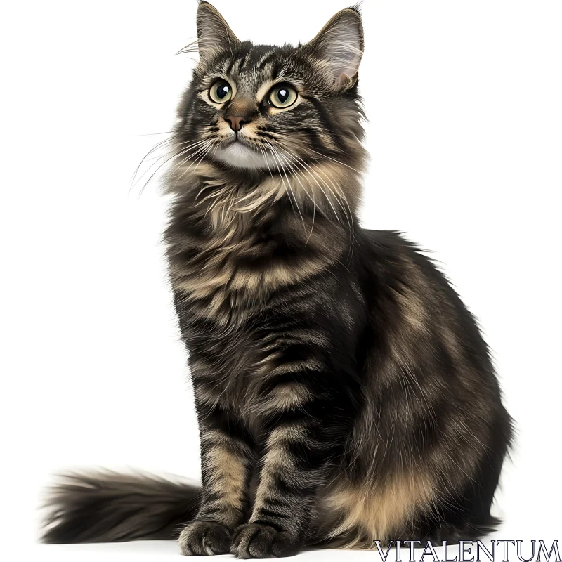Graceful Feline with Bushy Tail and Green Eyes