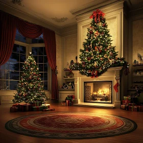 Warm and Festive Christmas Living Room Scene