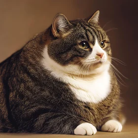 Calm Tabby Cat with White Fur