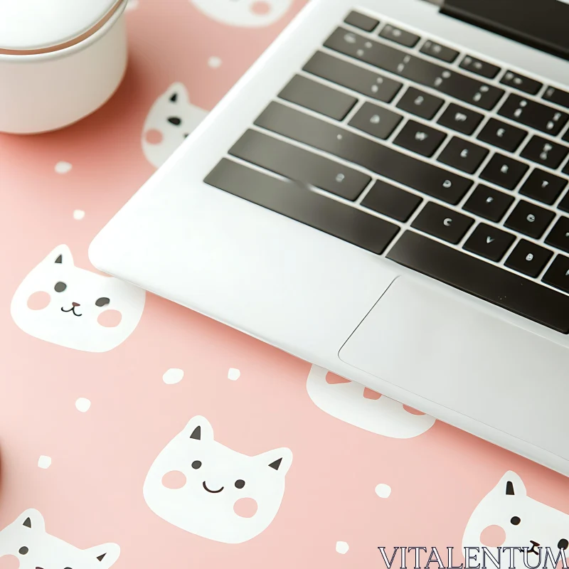 Aesthetic Cat-Themed Workspace