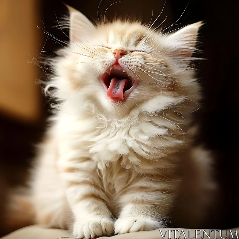 Yawning Kitten Adorable Cat