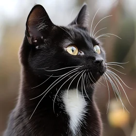 Intense Yellow-Eyed Black Cat Close-Up