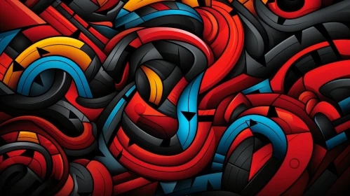 Colorful Abstract Graffiti Pattern - Dynamic Shapes and Colors