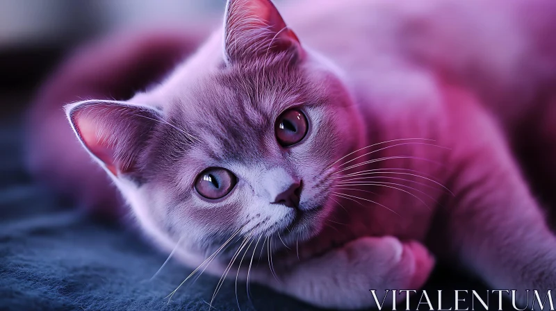 Cute Pink Lit Cat with Delicate Whiskers