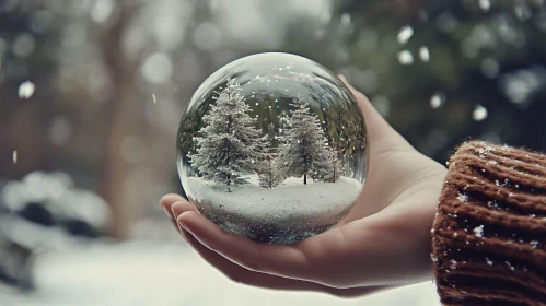 Serene Winter Wonderland Encapsulated in Snow Globe