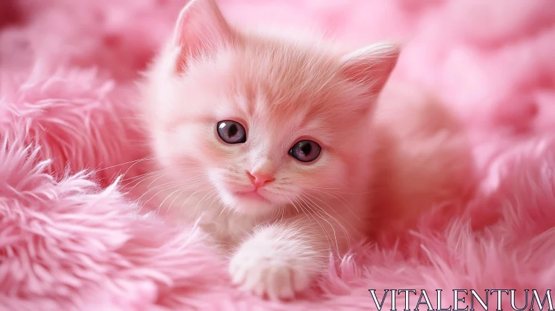Adorable Kitten on Pink Furry Surface