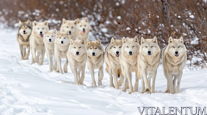 AI ART Majestic White Wolves in Snowy Wilderness