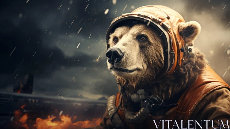 Post-Apocalyptic Bear in Space: An Intersection of Nature and Futurism AI Image