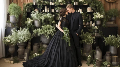 Romanticist Black Wedding Dress with Bold Chromatic Backdrops