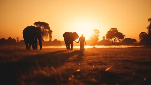 Sunrise Stroll with Elephants | Outdoor Folkloric Scene