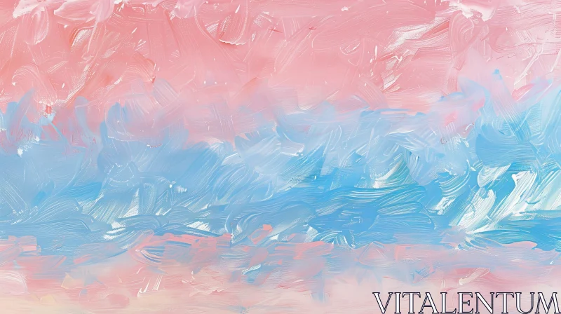 AI ART Tranquil Pink and Blue Abstract Painting