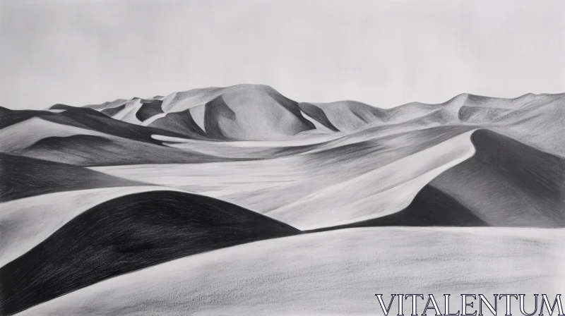 AI ART Grayscale Hills and Valley Art