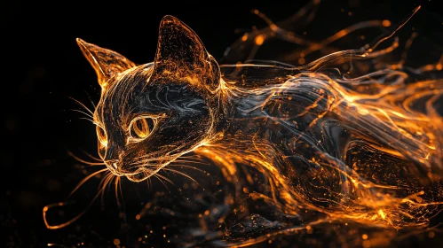 Glowing Feline Digital Art