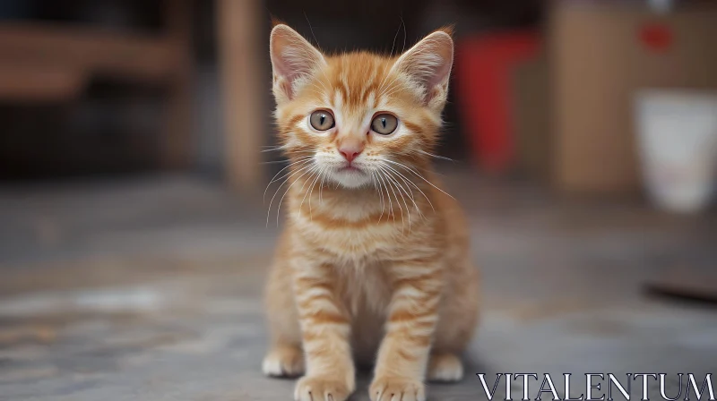 Cute Orange Tabby Kitten Portrait AI Image