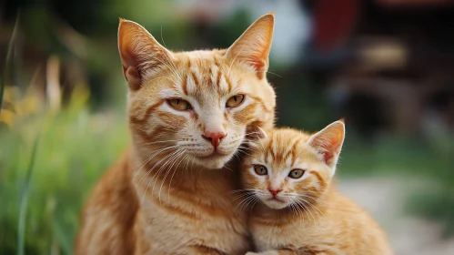 Lovable Orange Cat and Kitten Duo