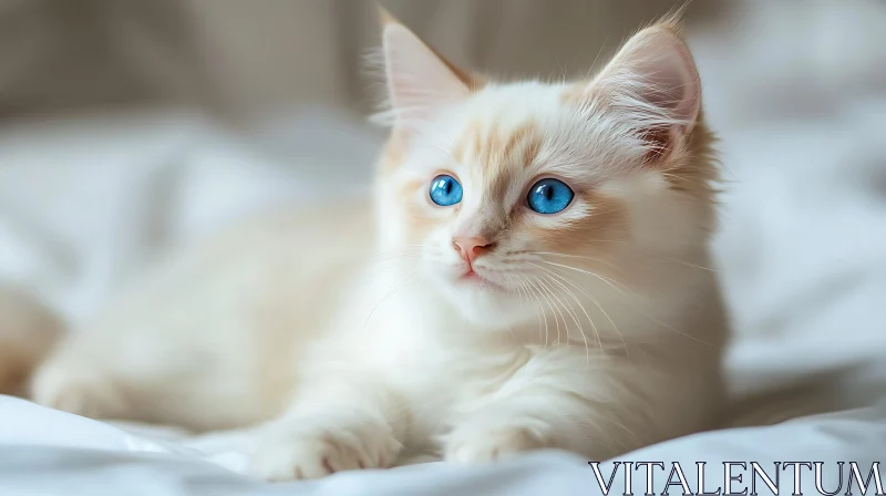 AI ART Cute White Kitten with Blue Eyes