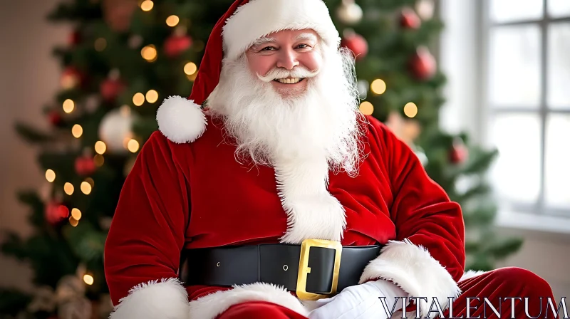 Jolly Santa Claus in Festive Setting AI Image