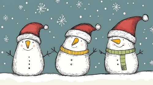 Cheerful Snowmen in Winter Wonderland