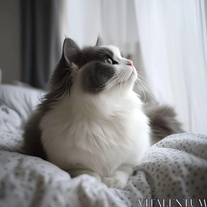 Thoughtful Indoor Cat by the Window AI Image