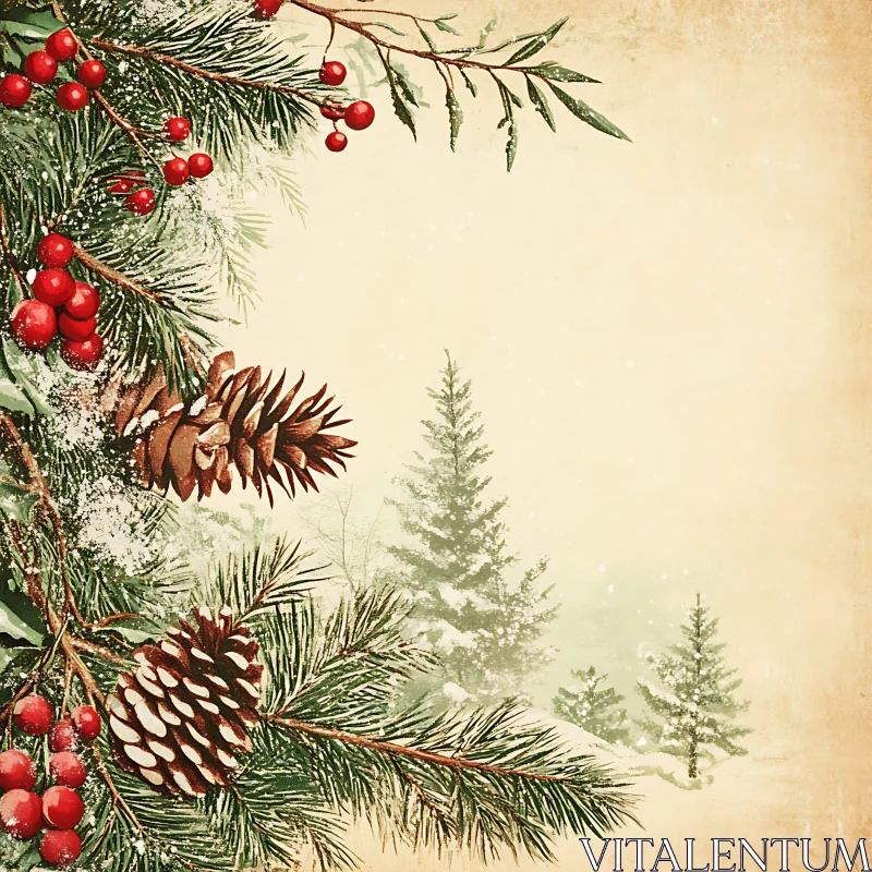 Seasonal Christmas Evergreen Branches AI Image