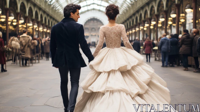 Baroque-Inspired Wedding Photography in Shopping Mall AI Image