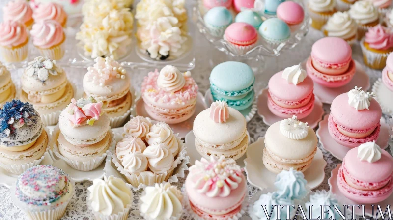 Colorful Macarons and Cupcakes: A Delightful Close-Up AI Image