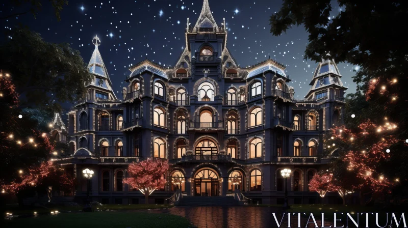 Enchanting Victorian Mansion at Night - Photorealistic Renderings AI Image