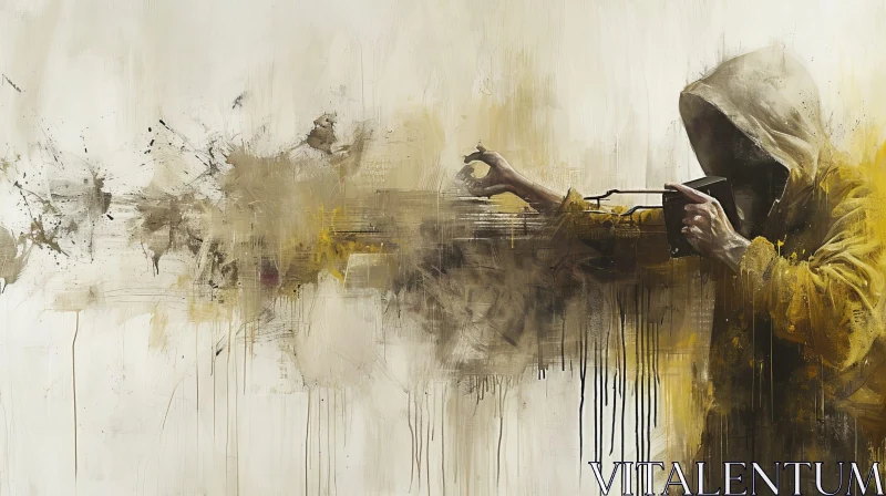 Yellow Hazmat Suit Painting: Mysterious and Intense Artwork AI Image