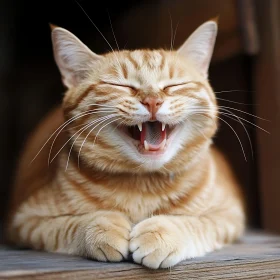 Joyful Cat with Eyes Closed