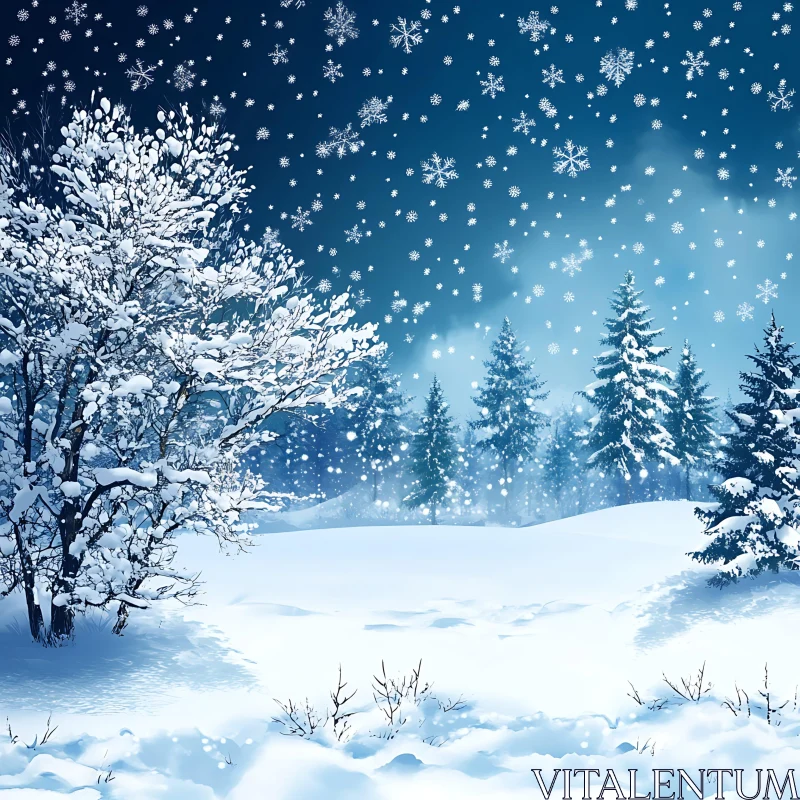 Snow-Covered Trees and Forest in Winter AI Image