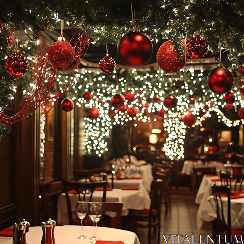 Christmas Themed Restaurant Decor AI Image