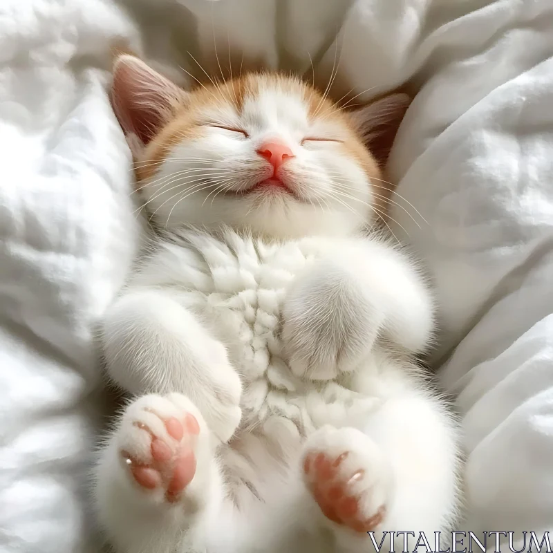 Adorable Fluffy Kitten in Serene Slumber AI Image