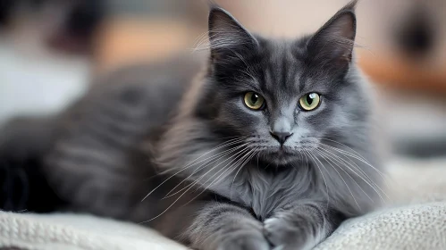 Beautiful Grey Cat Relaxing