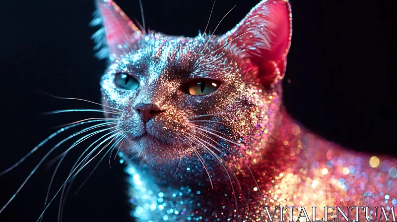 Sparkling Glitter Cat Art AI Image