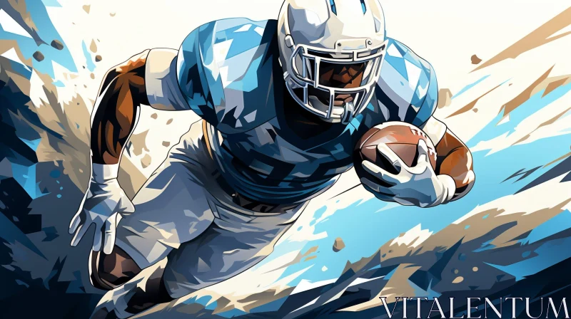 Dynamic American Football Player Illustration AI Image
