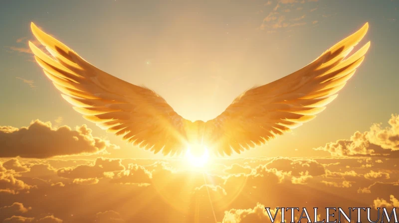 AI ART Golden Angel Wings in Sunlight